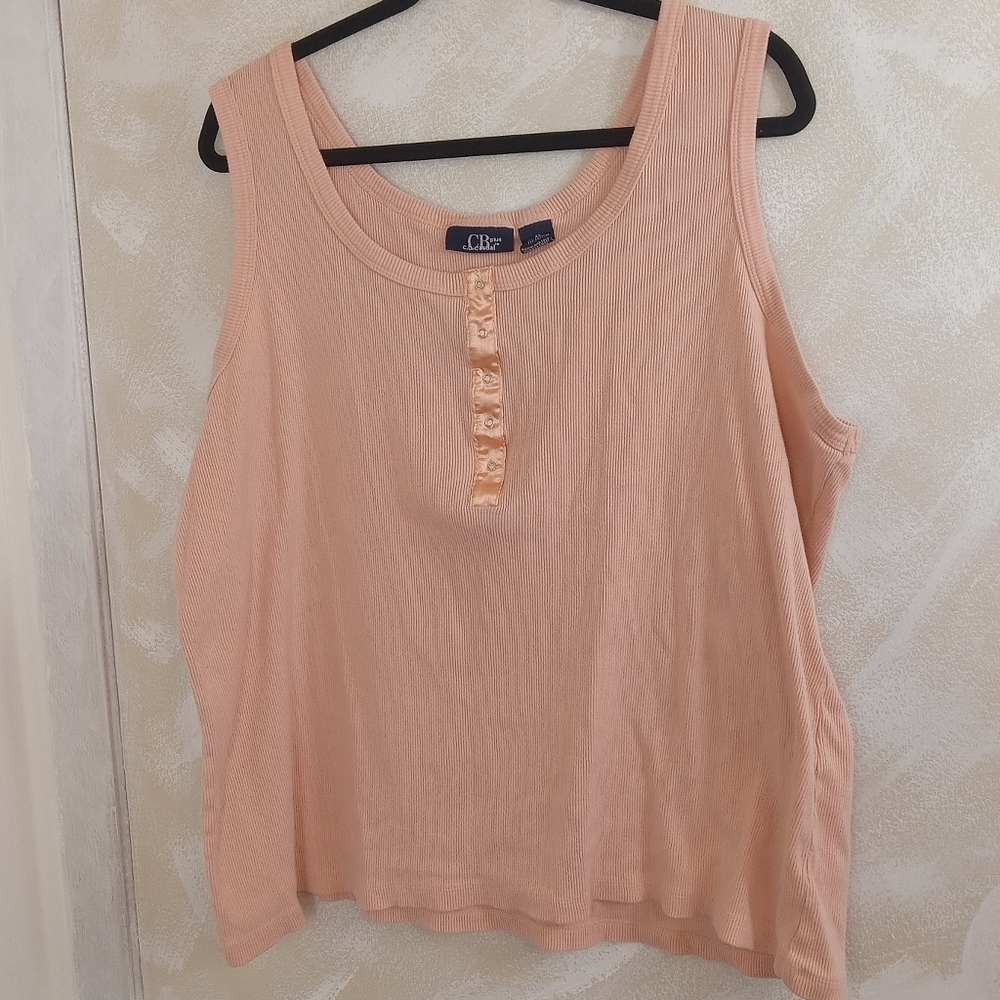 3X C.B. Casual Plus Peach Color Tank Top with Snap front
